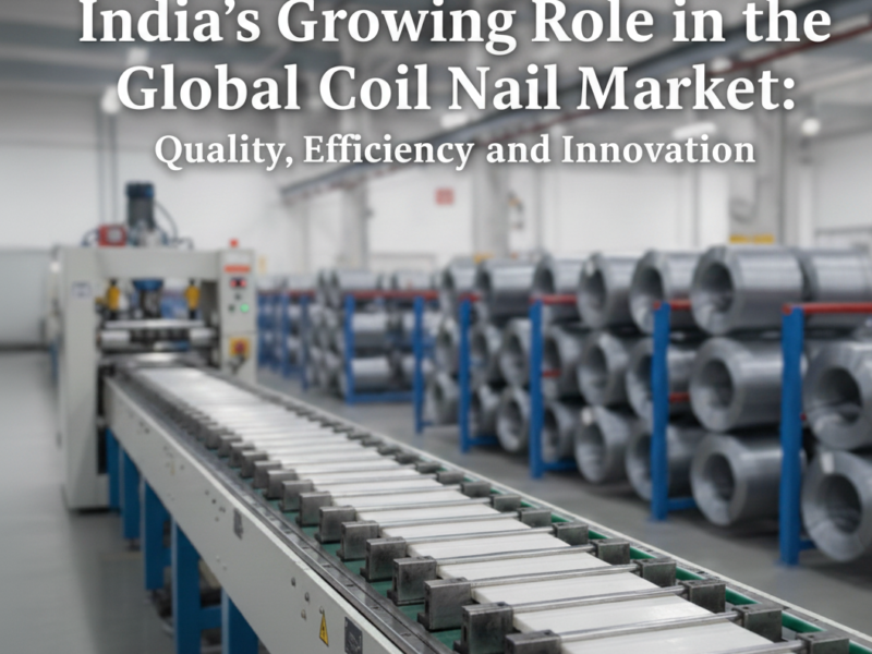 Automated machine welding and coiling nails at A&G Products, a leading coil nail manufacturer in India known for quality and innovation.